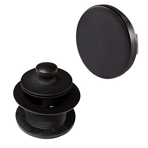 Westbrass D94H-12 1-1/2" NPSM Coarse Thread Twist & Close Bathtub Drain with Illusionary No-Hole Overflow Faceplate, Oil Rubbed Bronze