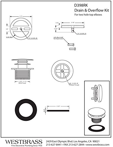 Westbrass Mushroom Tip-Toe Tub Trim Set with Floating Faceplate, Stainless Steel, D398RK-20