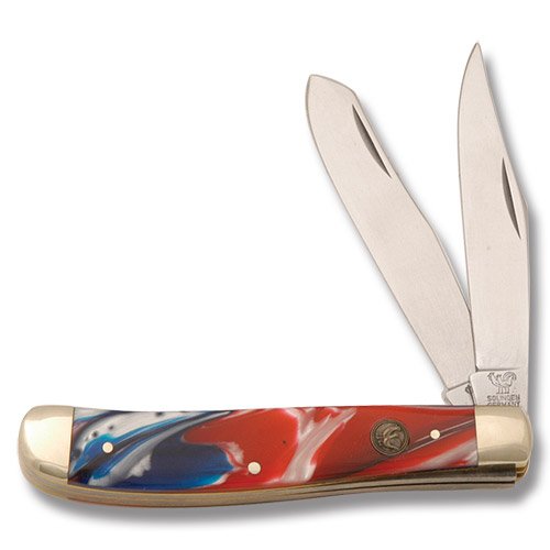 Hen & Rooster 412-STAR Trapper 2x Stainless Blades RWB Handle Folding Knife