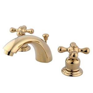 Elements of Design EB942AX Elizabeth 4" to 8" Mini Widespread Lavatory Faucet with Retail Pop-Up, 4-1/2" in Spout Reach, Polished Brass