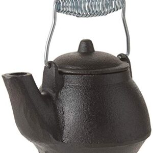 Old Mountain 10179 Cast Iron Mini Tea Kettle with Silver Handle, 1.5 Cups, Black, Iron