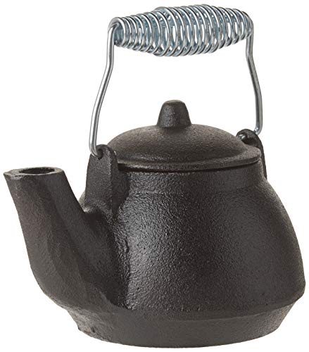 Old Mountain 10179 Cast Iron Mini Tea Kettle with Silver Handle, 1.5 Cups, Black, Iron