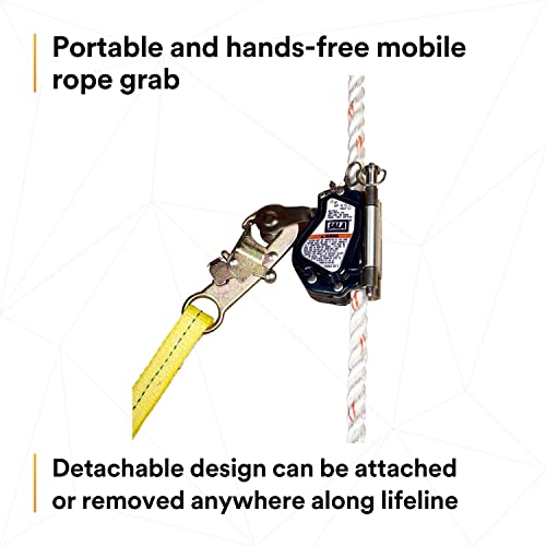 3M DBI-SALA Lad-Saf Hands Free Mobile Stainless Steel And Thermoplastic Rope Grab