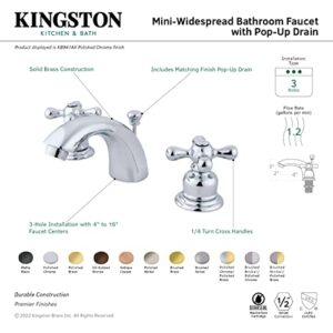 Elements of Design EB942AX Elizabeth 4" to 8" Mini Widespread Lavatory Faucet with Retail Pop-Up, 4-1/2" in Spout Reach, Polished Brass