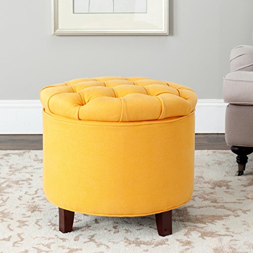 Safavieh Amelia Tufted Storage Ottoman, Tangerine