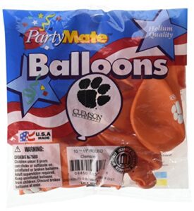 pioneer balloon company 11" clemson univ latex 10ct, one size, multicolor