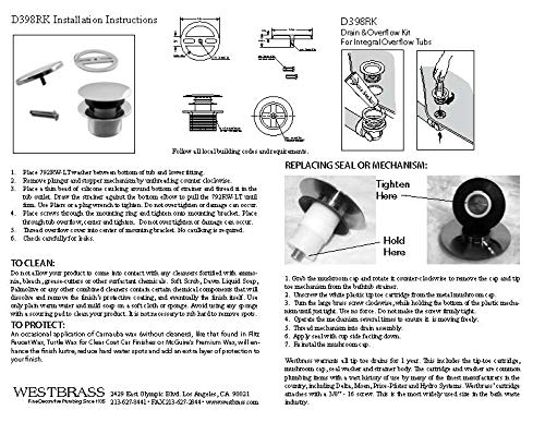 Westbrass Mushroom Tip-Toe Tub Trim Set with Floating Faceplate, Stainless Steel, D398RK-20