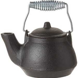 Old Mountain 10179 Cast Iron Mini Tea Kettle with Silver Handle, 1.5 Cups, Black, Iron