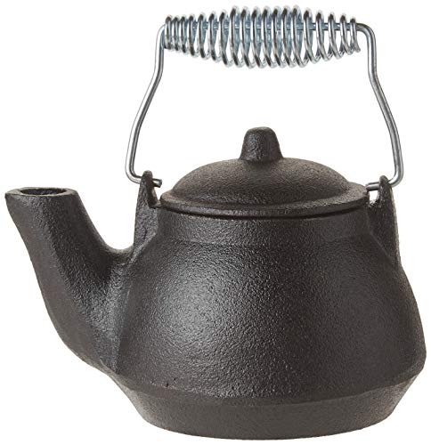 Old Mountain 10179 Cast Iron Mini Tea Kettle with Silver Handle, 1.5 Cups, Black, Iron