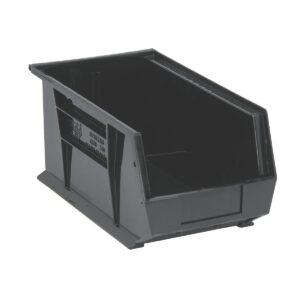 quantum storage qus240 black plastic 14.75 x 8.25" x 7" stackable bin"