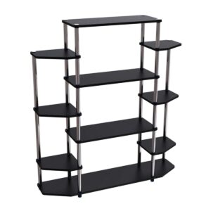 convenience concepts designs2go no tools book shelf - contemporary storage shelves for display, 10 spacious shelves for living room, office, black