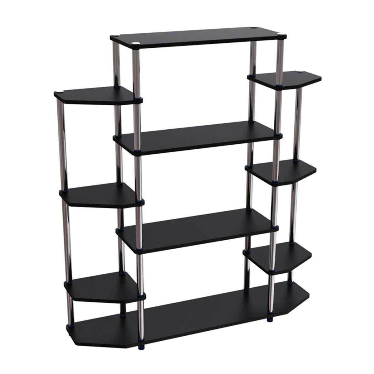 Convenience Concepts Designs2Go No Tools Book Shelf - Contemporary Storage Shelves for Display, 10 Spacious Shelves for Living Room, Office, Black