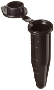 1.5ml microcentrifuge tubes with graduations and snap cap, polypropylene, black (pack of 500)