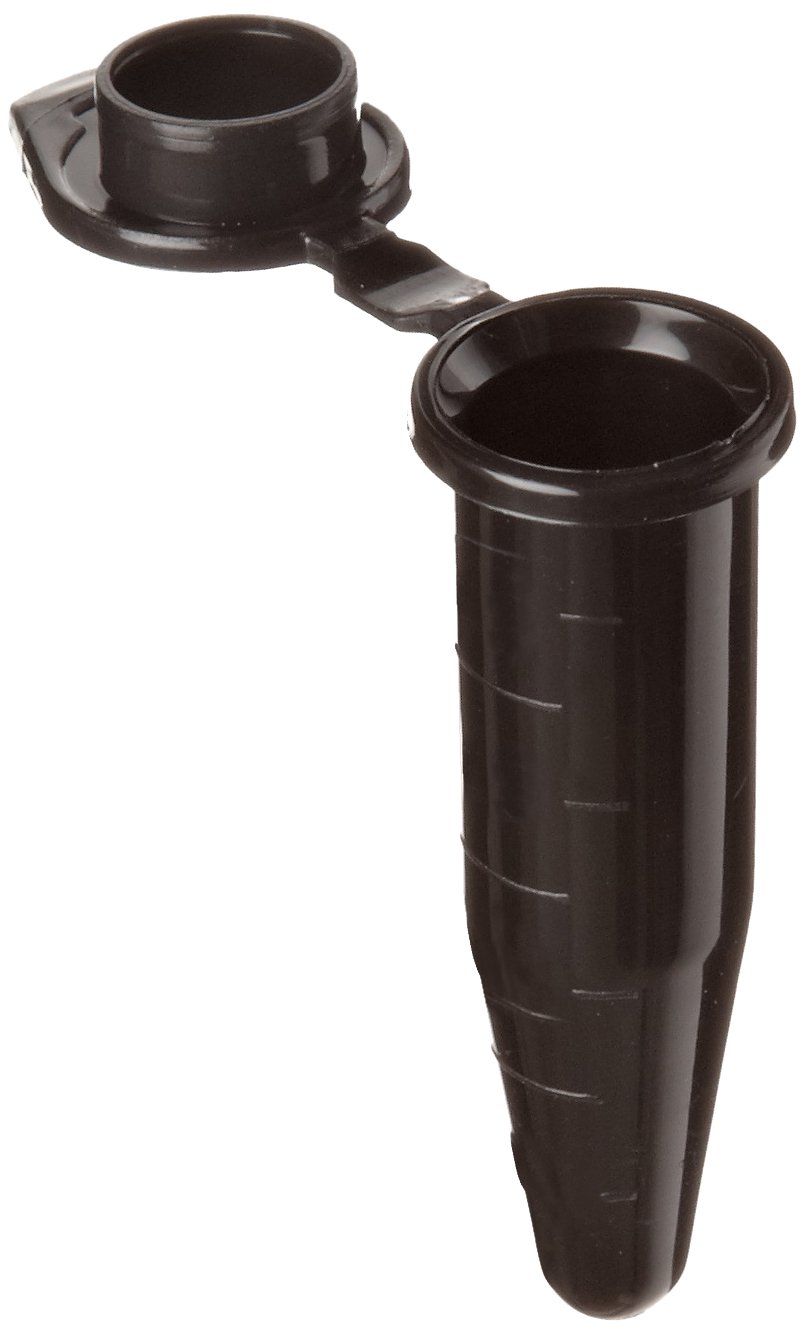 1.5mL Microcentrifuge Tubes with Graduations and Snap Cap, Polypropylene, Black (Pack of 500)