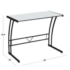 LumiSource Single Bit Computer Desk, Home Office Desk, Black Desk, Glass Desk, Small Desk for Bedroom, Gaming Desk, Contemporary Desk