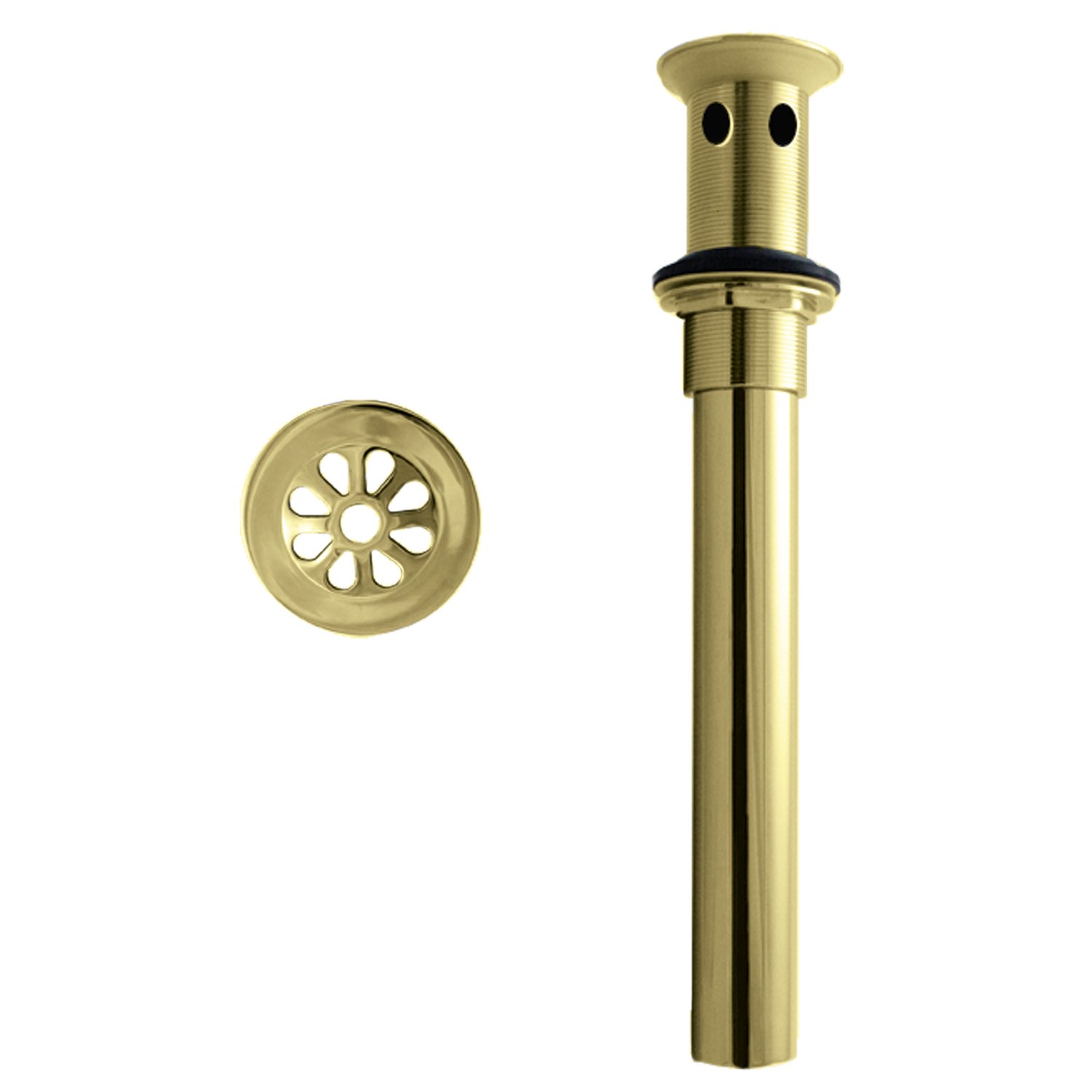 Westbrass D411A-01 High-Flow Grid Lavatory Drain with Overflow Holes-Exposed, Polished Brass