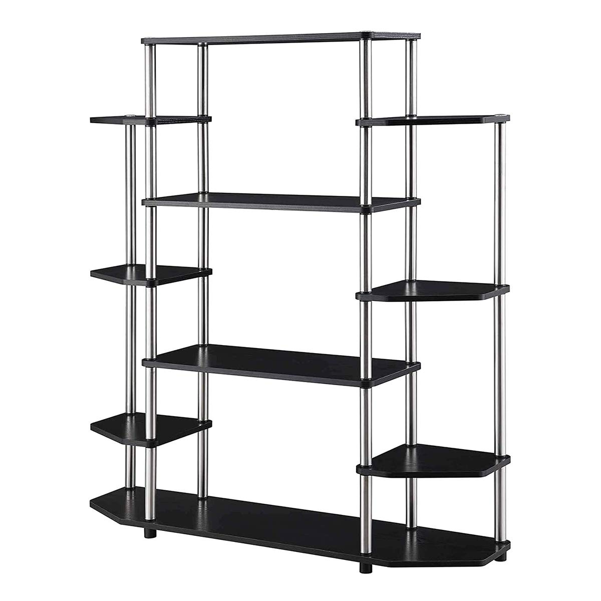 Convenience Concepts Designs2Go No Tools Book Shelf - Contemporary Storage Shelves for Display, 10 Spacious Shelves for Living Room, Office, Black