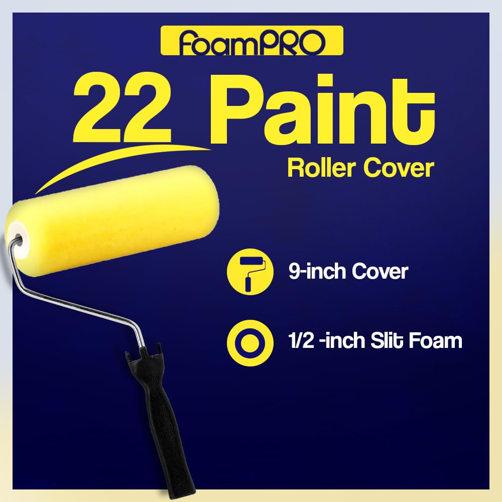 FOAM PRO 22 FoamPRO Roller Cover, 1/2 in Nap, 9 in L, Semi Rough and Uneven Surface