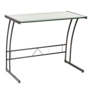 lumisource single bit computer desk, home office desk, black desk, glass desk, small desk for bedroom, gaming desk, contemporary desk