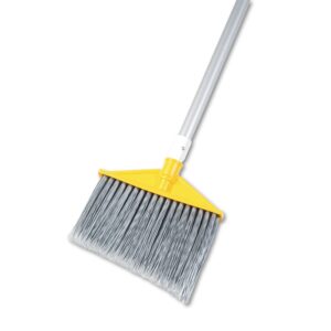 rubbermaid commercial products 10.5" angle broom, metal handle, flagged polypropylene fill, gray, for cleaning hard-to-reach areas