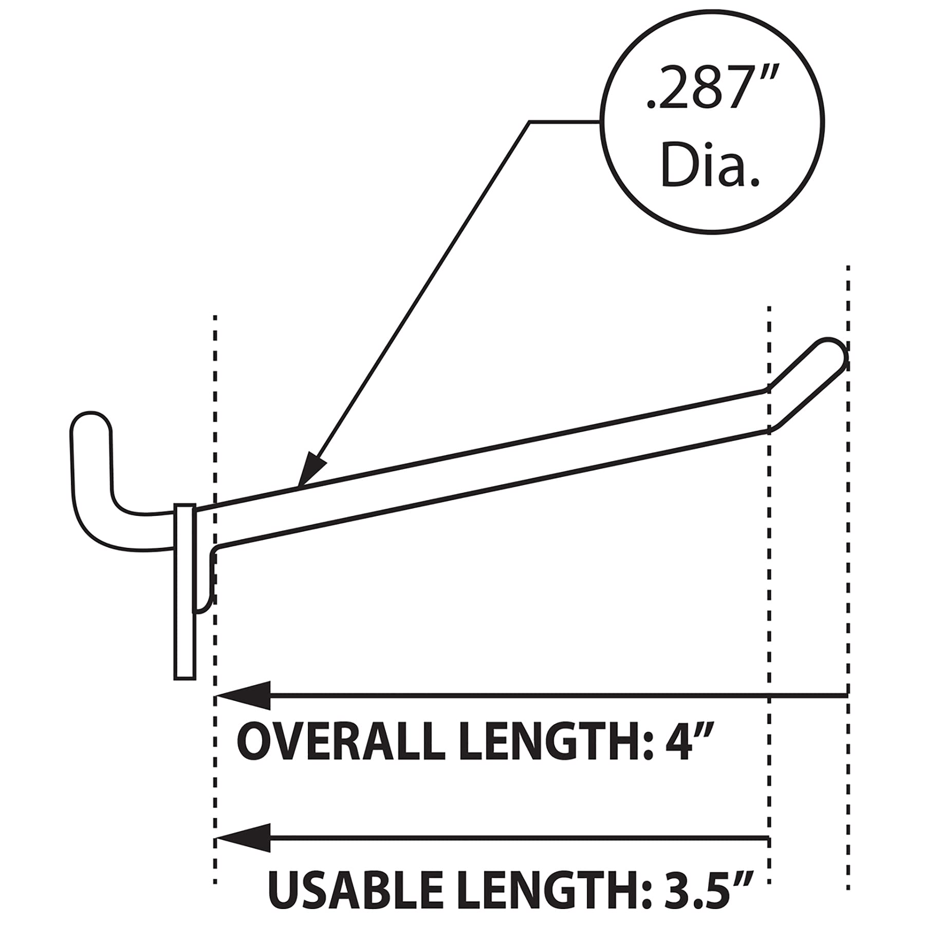 Azar Displays 800074-WHT 4-Inch Plastic Hook, 50-Pack,White