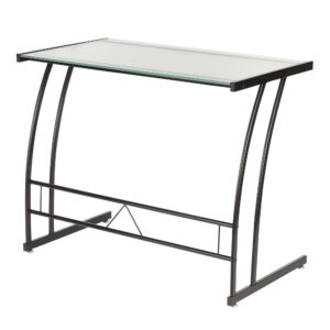 LumiSource Single Bit Computer Desk, Home Office Desk, Black Desk, Glass Desk, Small Desk for Bedroom, Gaming Desk, Contemporary Desk