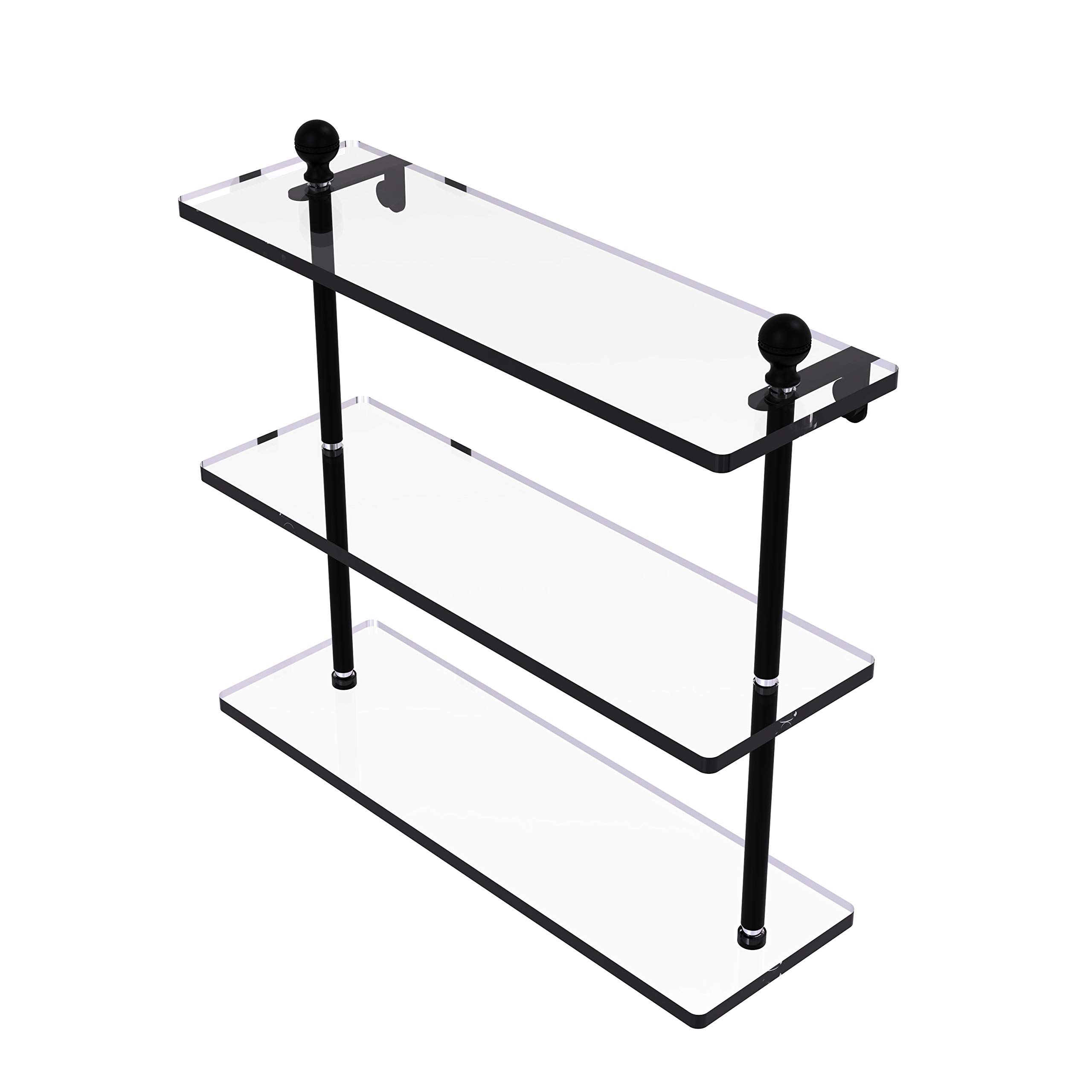 Allied Brass MA-5/16 Mambo Collection 16 Inch Triple Tiered Glass Shelf, Matte Black