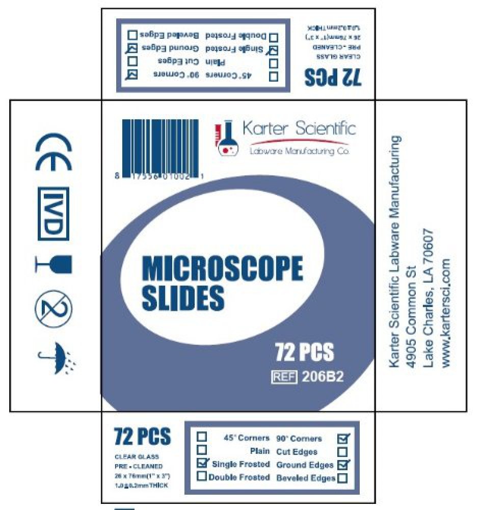 Microscope Slides, Ground Edges, Frosted, 90 Corners, 3x1, Karter Scientific 206B2 (Pack of 72)