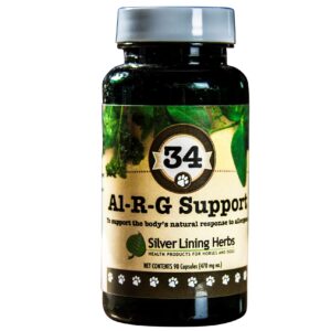 Silver Lining Herbs 34 Canine Al-R-G - Herbal Allergy Supplement for Dogs - Natural Allergy Support for Dogs - Boosts a Dog's Healthy, Normal, and Natural Response to Allergens - 90 Capsules