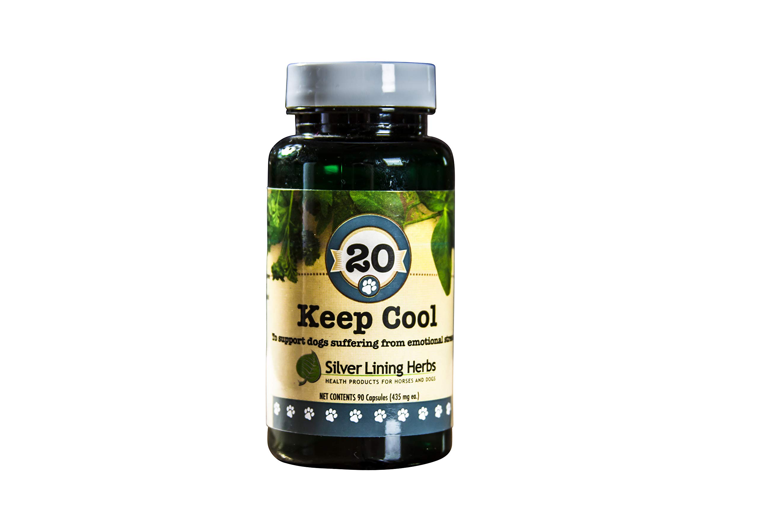 Silver Lining Herbs 20 Keep Cool Canine Calmer - Natural Herbal Dog Supplement - Supports Calming Anxious and Excitable Dogs - Helps Maintain Contentment and Relieve Stress - 90 Capsule Bottle