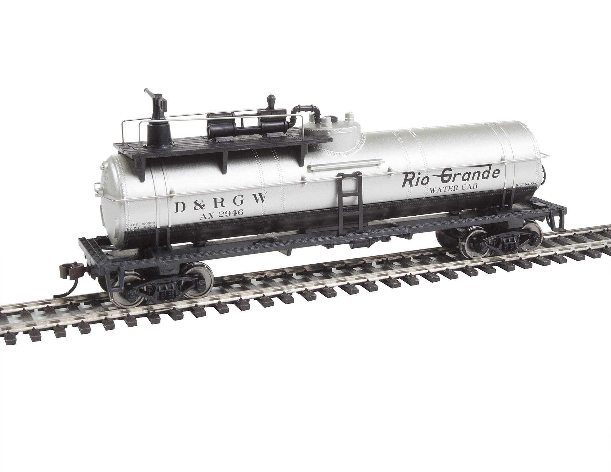 Walthers Trainline HO Scale Model Firefighting Car Ready to Run Denver & Rio Grande Western #Ax 2946 (Silver, Black)