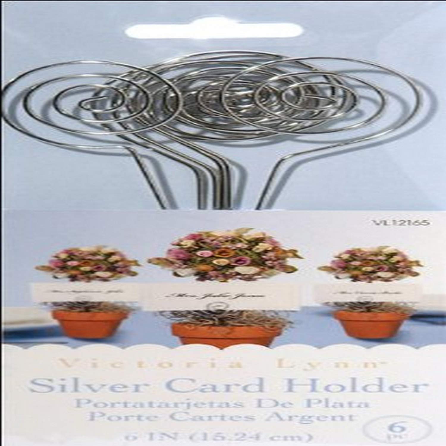 Darice VL12165 Wedding Circle Swirl Place Card Holder Pick, 6-Inch, Silver, 6 Per Pack