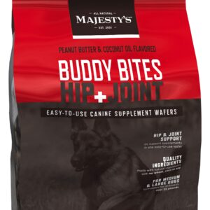 Majesty's Buddy Bites Hip and Joint Wafers for Medium / Large Dogs - Superior Support Supplement - Peanut Butter and Coconut Oil Flavored - 56 Count (Up To 8 Week Supply)