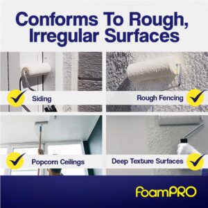 FOAM PRO 22 FoamPRO Roller Cover, 1/2 in Nap, 9 in L, Semi Rough and Uneven Surface