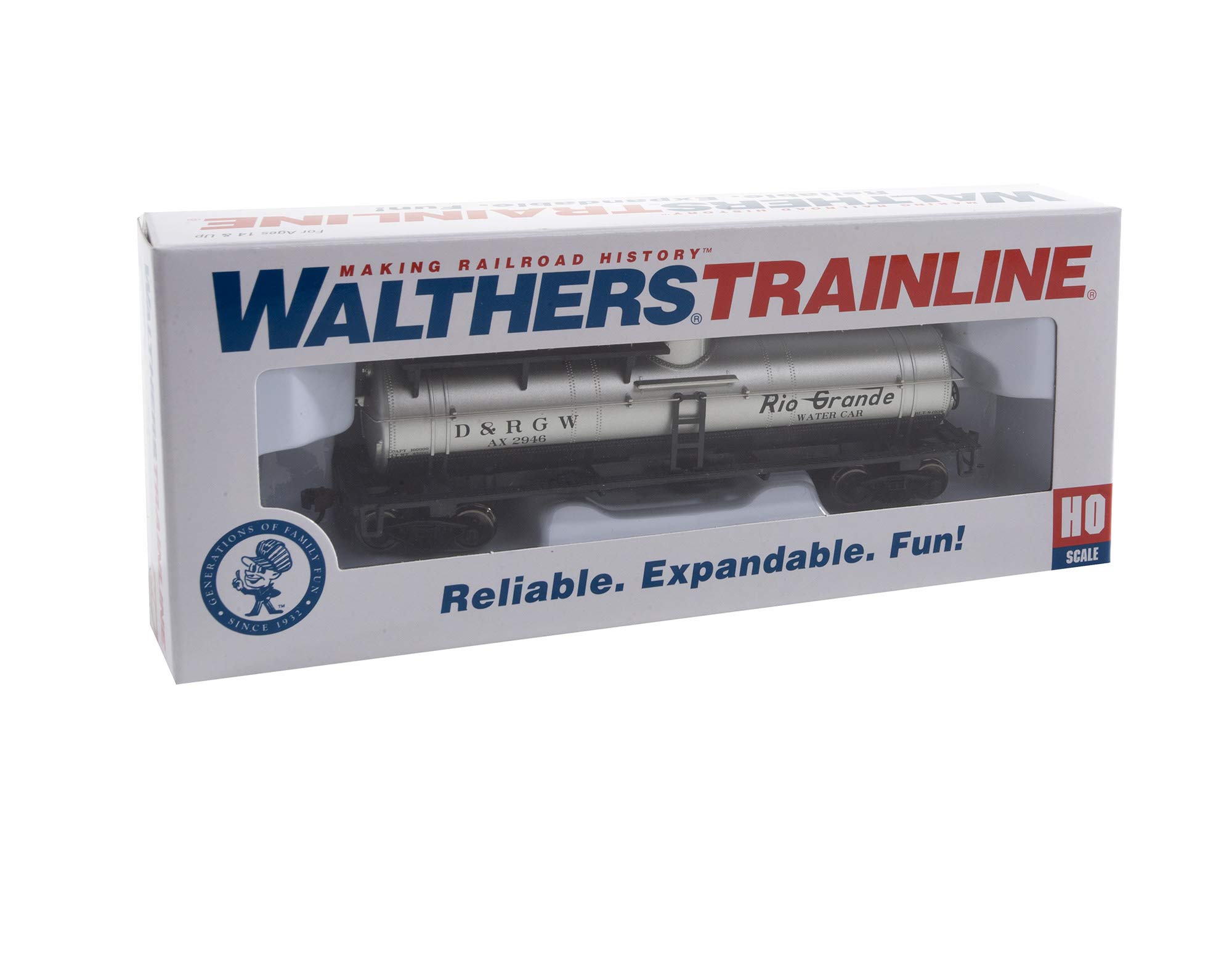 Walthers Trainline HO Scale Model Firefighting Car Ready to Run Denver & Rio Grande Western #Ax 2946 (Silver, Black)