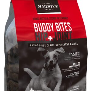 Majesty's Buddy Bites Hip and Joint Wafers for Small / Medium Dogs - Superior Support Supplement - Peanut Butter and Coconut Oil Flavored - 28 Count (Up To 8 Week Supply)