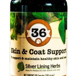 Silver Lining Herbs 36 Canine Skin & Coat Support - Natural Herbal Supplement to Fortify Dogs Against The Environment - Herbal Skin and Coat Supplement for Dogs - 90 Capsules