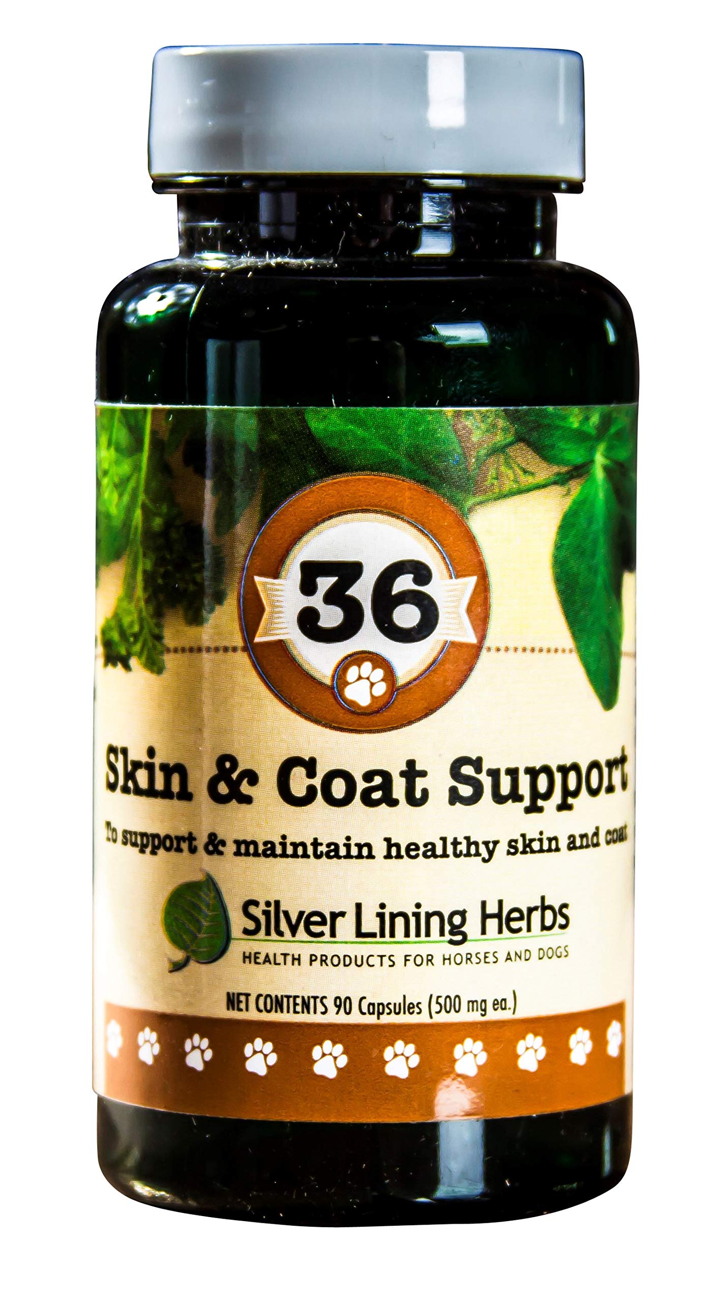 Silver Lining Herbs 36 Canine Skin & Coat Support - Natural Herbal Supplement to Fortify Dogs Against The Environment - Herbal Skin and Coat Supplement for Dogs - 90 Capsules