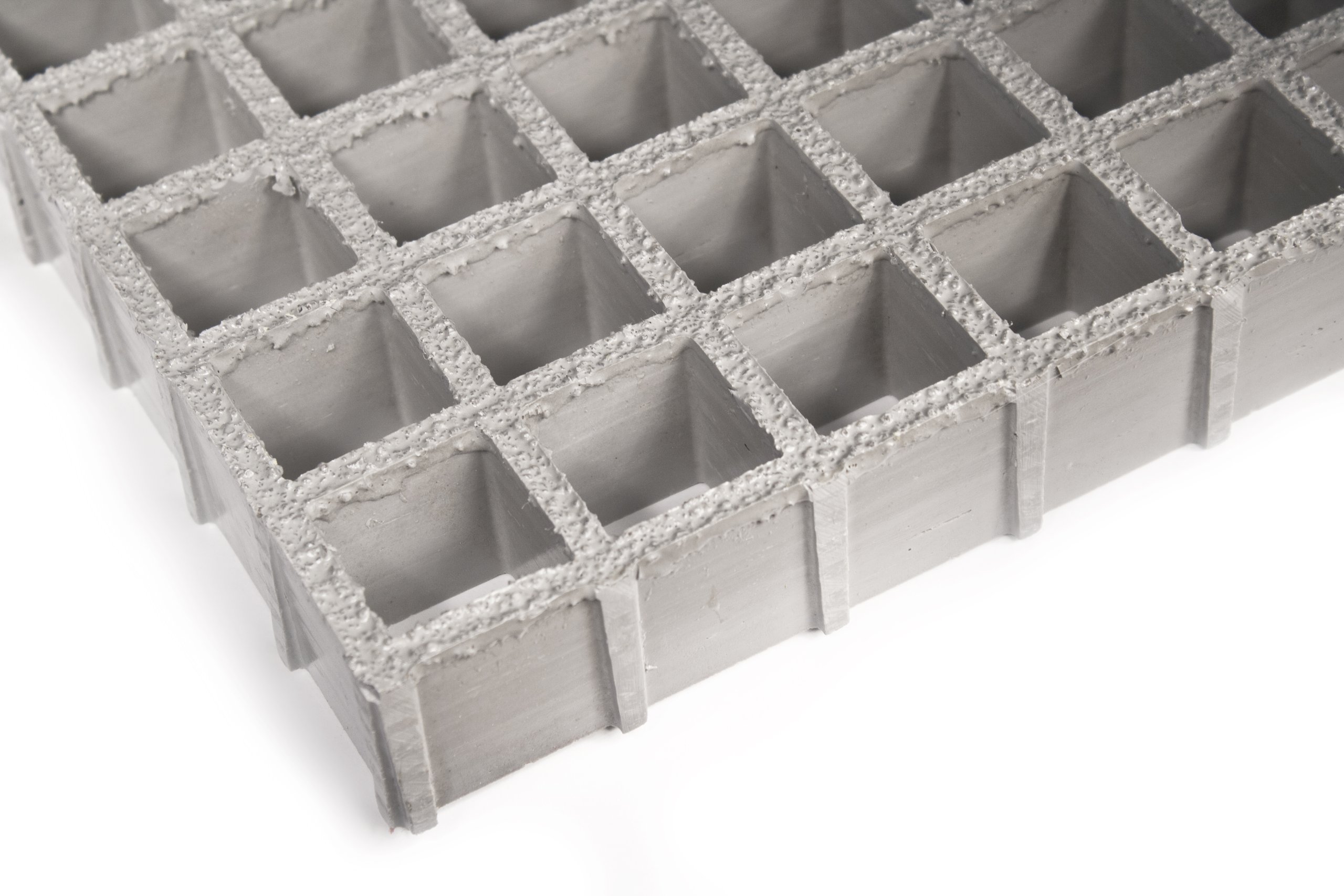 Fibergrate FGI-AM grating, Light Gray, USDA Accepted, Grit-Top, 1-1/2 thick, 3' wide, 5' long, 1-1/2 x 1-1/2 Openings