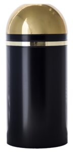 witt industries 415dt-11 open top monarch series waste receptacle, steel, 15 gal, black with brass accents