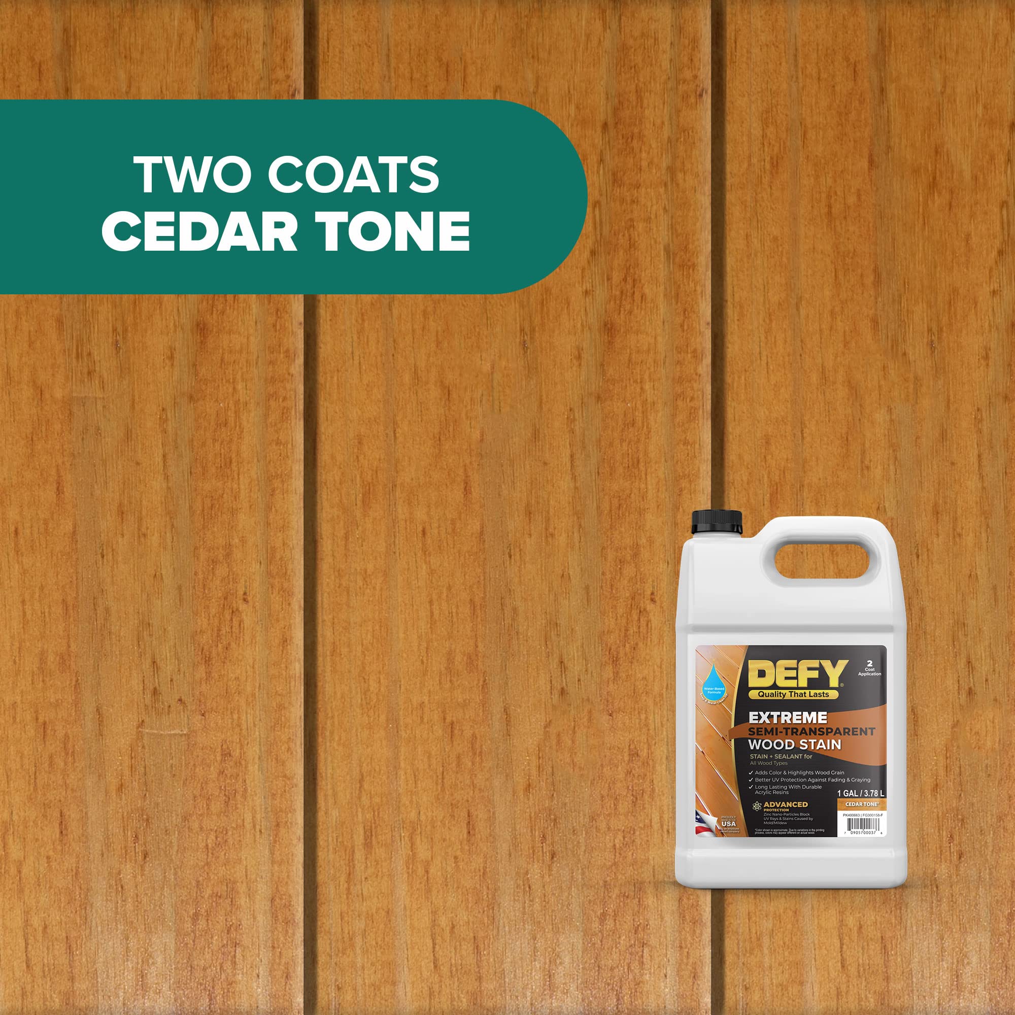 DEFY Extreme 1 Gallon Semi-Transparent Exterior Wood Stain, Cedar Tone