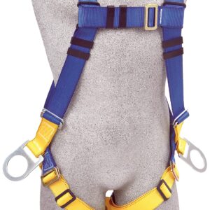 3M Protecta First AB17540 Fall Protection 5-Point Adjustment Full Body Harness With Back And Side D-Rings, Universal, 310-Pound, Blue/Yellow