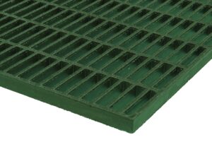 fibergrate corvex grating, green, grit-top, 1 thick, 5' wide, 3' long, 1 x 4 openings