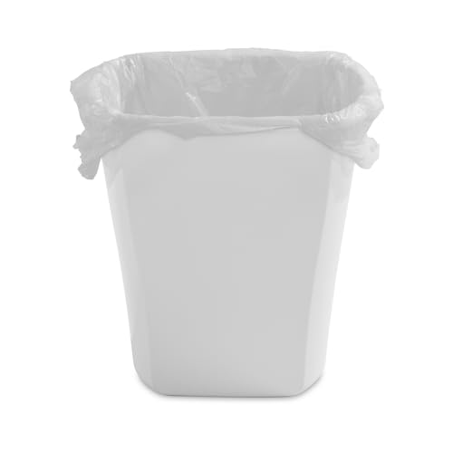 Sterilite 3 Gallon Rectangular Wastebasket, Small Plastic Trash Can for the Bathroom, Bedroom, Dorm Room or Home Office, White, 6-Pack