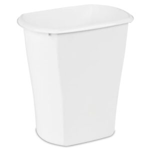 Sterilite 3 Gallon Rectangular Wastebasket, Small Plastic Trash Can for the Bathroom, Bedroom, Dorm Room or Home Office, White, 6-Pack