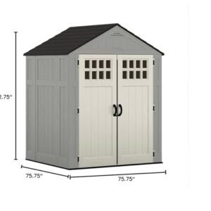 Suncast Everett 6' x 5' Heavy-Duty Resin Outdoor Storage Shed with Pad-Lockable Double Doors and Windows, All-Weather Shed for Yard Storage, Dove Gray