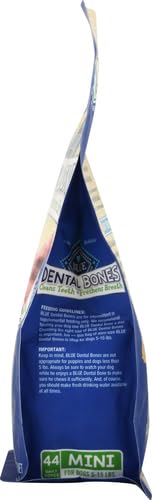 Blue Buffalo Dental Bones Mini Natural Dental Chew Dog Treats, (5-15 lbs) 12-oz Bag