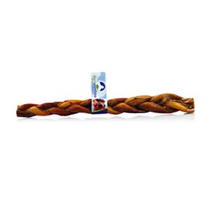 barkworthies premium dog treats, 12-inch braided bully sticks