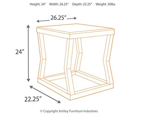 Signature Design by Ashley T592-3 End Table, 30.25" W x 25.50" D x7.00 H, Brown