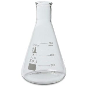 500ml Narrow Mouth Erlenmeyer Flask, 3.3 Borosilicate Glass, Karter Scientific 213G29 (Single)